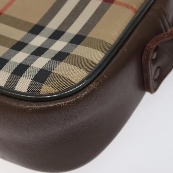 Burberrys Nova Check Shoulder Bag Canvas Beige Gold Auth sw723 - Picture 5 of 16